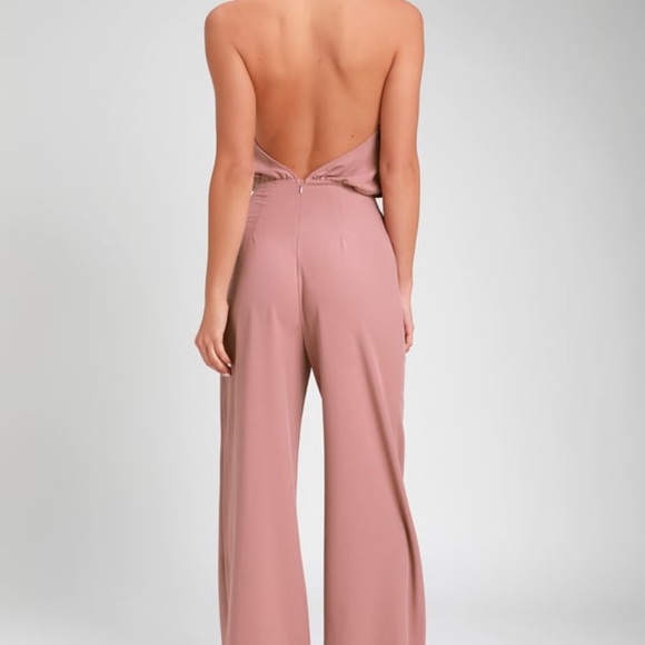 Lulus Moment For Life Dusty Pink Halter Jumpsuit - Picture 2 of 5